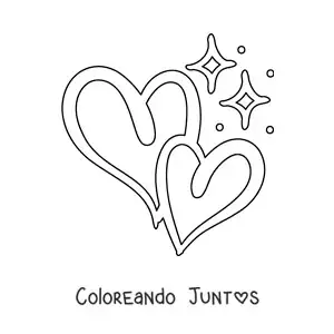 Imagen para colorear de 2 corazones bonitos juntos