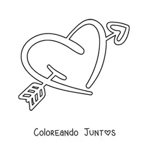 Imagen para colorear de corazón con flecha