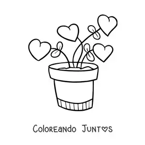 Imagen para colorear de planta con corazones