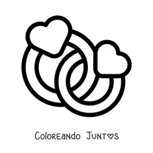 Imagen para colorear de anillos de corazones entrelazados