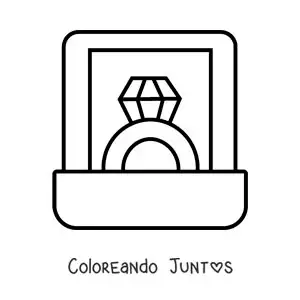 Imagen para colorear de anillo de diamante en una caja