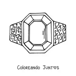 Imagen para colorear de anillo con una piedra preciosa