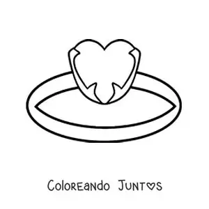 Imagen para colorear de anillo de corazón grande