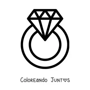 Imagen para colorear de anillo de diamante fácil