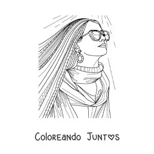 Imagen para colorear de hermosa chica tumblr con lentes