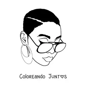 Imagen para colorear de rostro de una mujer con lentes de moda