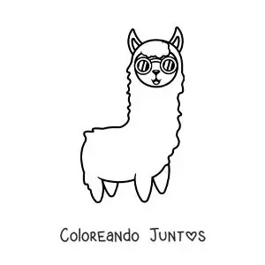 Imagen para colorear de llama animada con lentes de sol