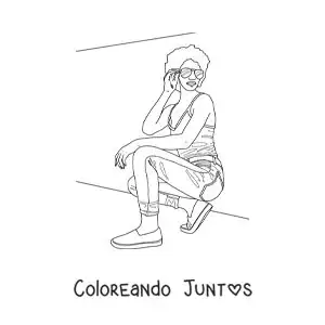 Imagen para colorear de hermosa mujer afroamericana con lentes de moda
