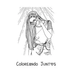 Imagen para colorear de linda chica con lentes de sol