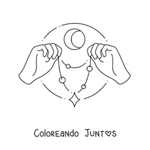 Imagen para colorear de manos sujetando un collar con mostacillas