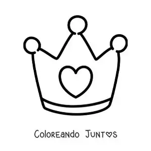 Imagen para colorear de coronita bonita con un corazón