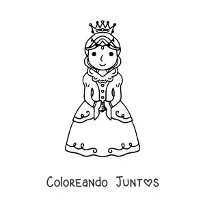 Imagen para colorear de reina animada con su corona