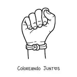 Imagen para colorear de una mano con una pulsera de hilo