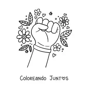 Imagen para colorear de una mano con una pulsera y flores