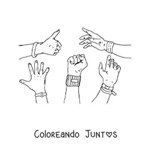 Imagen para colorear de manos con pulseras y brazaletes