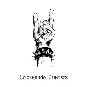 Imagen para colorear de una mano con un brazalete de rock