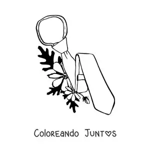 Imagen para colorear de una corbata y flores