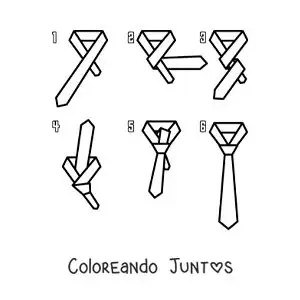 Imagen para colorear de pasos para hacer el nudo de una corbata