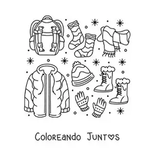 Imagen para colorear de bufanda con abrigo para la nieve