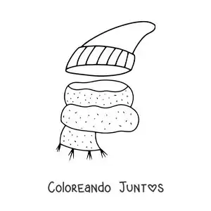 Imagen para colorear de bufanda y gorro