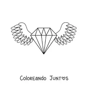 Imagen para colorear de un diamante con alas de ángel