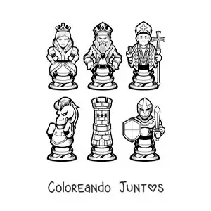 Imagen para colorear de piezas de ajedrez animadas