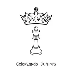 Imagen para colorear de pieza de la reina de ajedrez y una corona