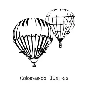 Imagen para colorear de dos globos aerostáticos flotando