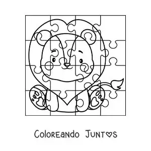 Imagen para colorear de rompecabezas recortable de un león animado