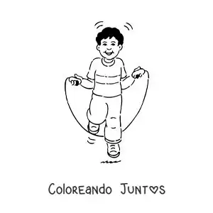 Imagen para colorear de un niño saltando la cuerda