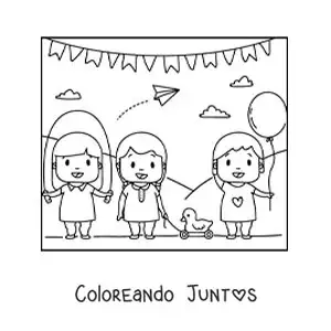 Imagen para colorear de una niña saltando la cuerda en el parque