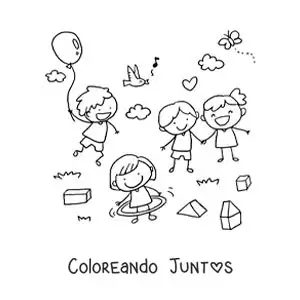 Imagen para colorear de niña en el parque jugando con aro hula hula