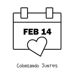 Imagen para colorear de 14 de febrero en un calendario