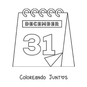Imagen para colorear de 31 de diciembre en el calendario