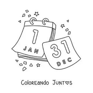 Imagen para colorear de año nuevo en el calendario