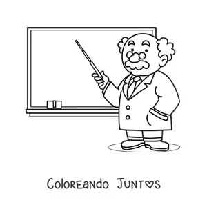 Imagen para colorear de un profesor apuntando al pizarrón