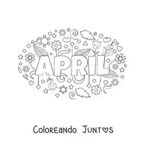 Imagen para colorear de abril en inglés con flores