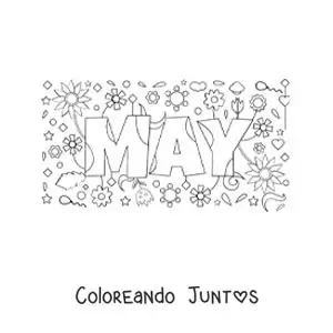 Imagen para colorear de mayo en inglés con flores
