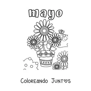Imagen para colorear de mayo con girasoles