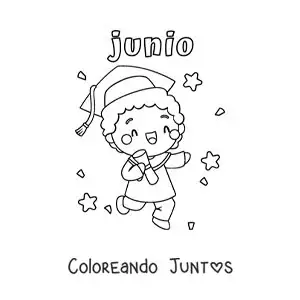 Imagen para colorear de junio con un niño en su graduación