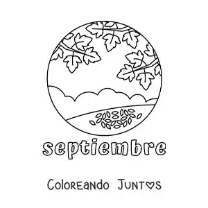 Imagen para colorear de septiembre con hojas cayendo en otoño