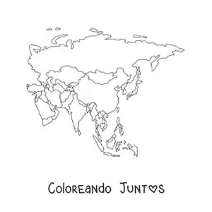 Imagen para colorear de mapa de Asia