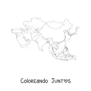 Imagen para colorear de mapa político de Asia