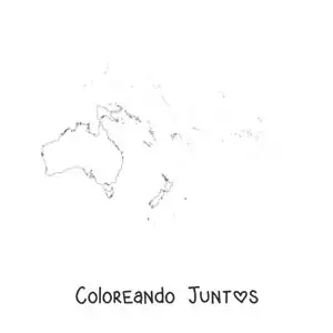 Imagen para colorear de mapa del continente de Oceanía