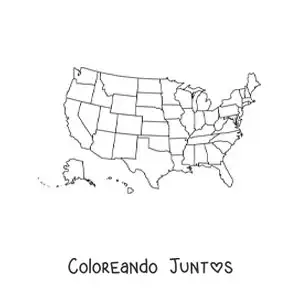 Imagen para colorear de mapa político de Estados Unidos