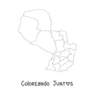 Imagen para colorear de mapa político de Paraguay