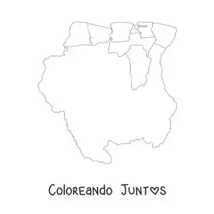 Imagen para colorear de mapa político de Surinam