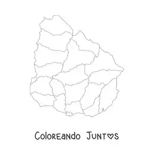 Imagen para colorear de mapa político de Uruguay