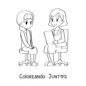 Imagen para colorear de una doctora animada atendiendo a una paciente