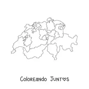 Imagen para colorear de mapa político de Suiza